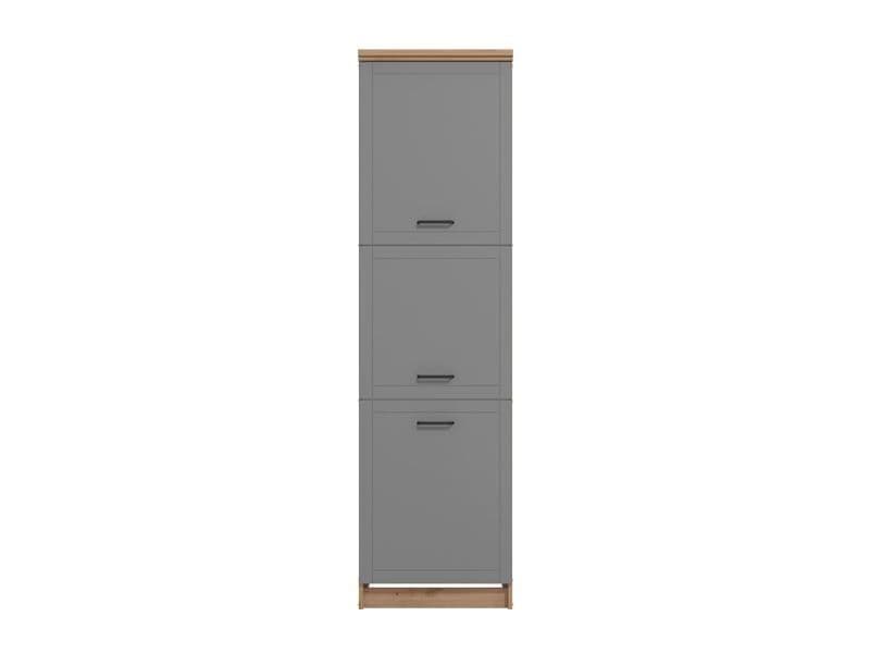 Harbour Grey And Oak Effect Tall 60cm 3 Door Kitchen Larder Unit Pantry Cupboard