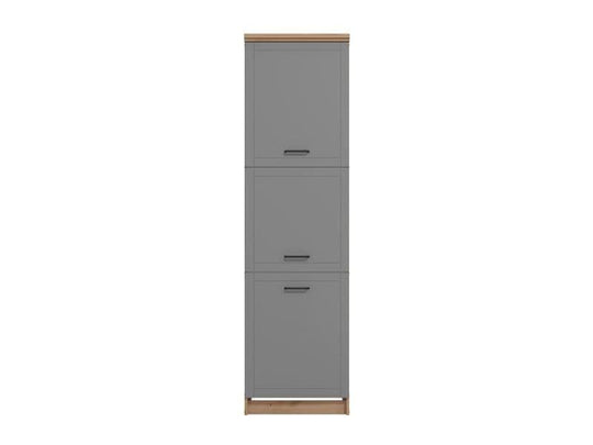 Harbour Grey And Oak Effect Tall 60cm 3 Door Kitchen Larder Unit Pantry Cupboard