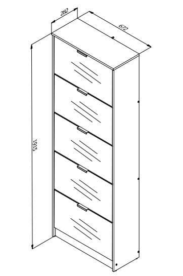 Nolarad 5-Tier Mirrored Shoe Rack Cabinet - Space-Saving Organiser with Oak Effect for 20+ Pairs