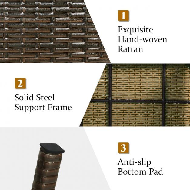 Mix Brown Patio Folding Rattan Side Coffee Table with Steel Frame