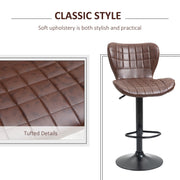 Set of 2 adjustable height swivel bar stools in black PU leather by HOMCOM, featuring sleek design and sturdy bases.