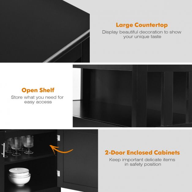 Wooden Kitchen Storage Cabinet with 5-Position Adjustable Shelves