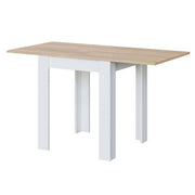 Lavish Kitchen Isle Ridge white and light oak effect extending dining table in a modern kitchen setting, showcasing its sleek design.