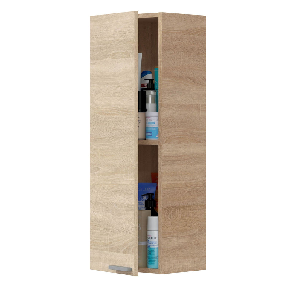 Serenade Oak Effect 1 Door Floating Bathroom Storage Cupboard Compact Wall-Mounted Solution