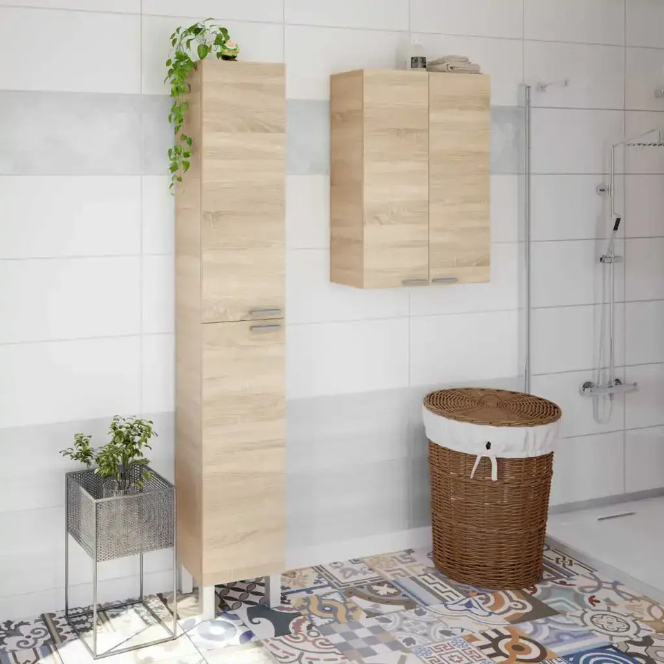 Serenade Oak Effect 1 Door Floating Bathroom Storage Cupboard Compact Wall-Mounted Solution