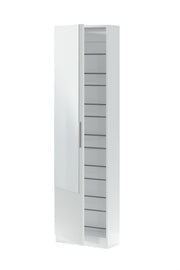 Lavish Kitchen Isle Giovanni Arctic White tall mirrored shoe rack cabinet with wooden finish, stores 14-16 pairs of shoes, space-saving design