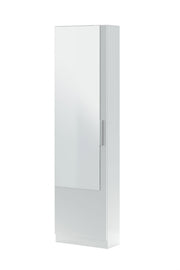 Lavish Kitchen Isle Giovanni Arctic White tall mirrored shoe rack cabinet for 16 pairs, wooden space-saving shoe storage unit