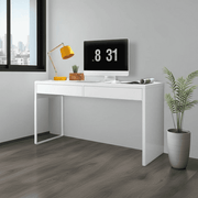 Lavish Kitchen Isle Velora Arctic White home office desk with drawers, reversible legs, and built-in storage for study or work.