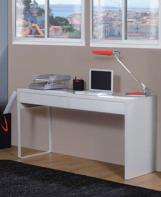 Velora Arctic White Home Office Desk with Drawers Study Table with Reversible Legs and Storage