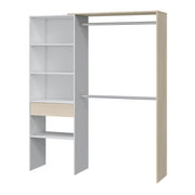 Oak and white open-door wardrobe with shelves and hanging rails, 158cm wide, from Lavish Kitchen Isle for bedroom storage.