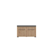 Lavish Kitchen Isle hallway storage bench with two doors, oak effect finish, compact design, suitable for shoe and entryway storage.