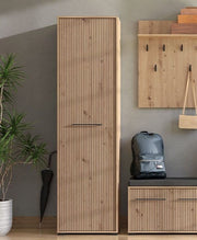 Narrow Oak Effect Wardrobe with Hanging Rail