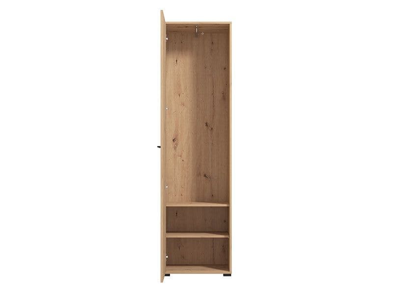 Élan Wardrobe 54.5cm 1 Door Hanging Rail  Slatted Artisan Oak Effect Slim Storage Hanging Door With Shelving Bedroom Furniture