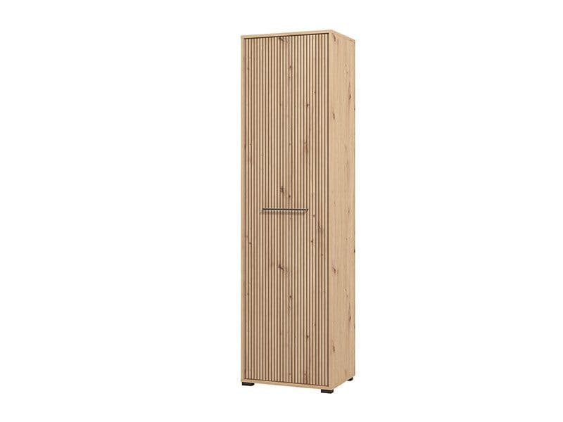 Élan Wardrobe 54.5cm 1 Door Hanging Rail  Slatted Artisan Oak Effect Slim Storage Hanging Door With Shelving Bedroom Furniture