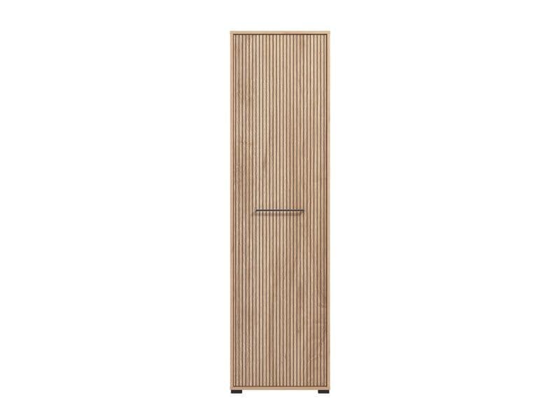 Élan Wardrobe 54.5cm 1 Door Hanging Rail  Slatted Artisan Oak Effect Slim Storage Hanging Door With Shelving Bedroom Furniture