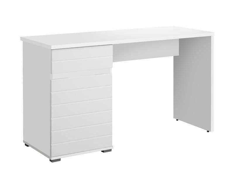 Solstice White Gloss Computer Desk Sleek Home Office Desk with Drawer and Cupboard