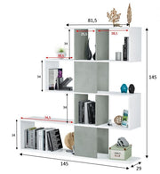 Lavish Kitchen Isle SHA 5-Tier Bookcase in Arctic White and Grey with zig-zag design, 10 cube storage shelves