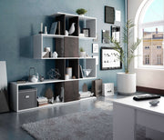 Lavish Kitchen Isle 7-10 days SHA Oxide dark brown and Arctic white 5-tier shelving bookcase with zig-zag design for home or office storage
