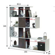 Lavish Kitchen Isle 7-10 days dark brown and white 5-tier zig-zag bookcase with modern design for home and office storage.