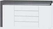 AlpenGlow Grey And White Gloss 2 Door and 4 Drawer Sideboard With Lights - Lavish Kitchen Isle