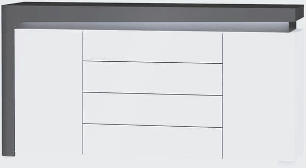 AlpenGlow Grey And White Gloss 2 Door and 4 Drawer Sideboard With Lights