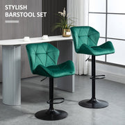 Set of 2 Adjustable Velvet Bar Stools Stylish Breakfast Stools for Kitchen, Home Bar, and Café with Footrest - Lavish Kitchen Isle
