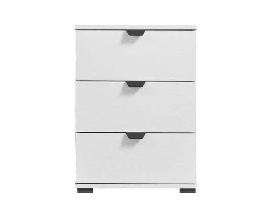 Arctic White 3 Drawer Bedside Table – Modern Bedroom Storage Cabinet