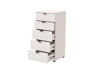 Arctic white narrow 5-drawer chest by Lavish Kitchen Isle, compact bedroom storage with sleek design and space-saving organization