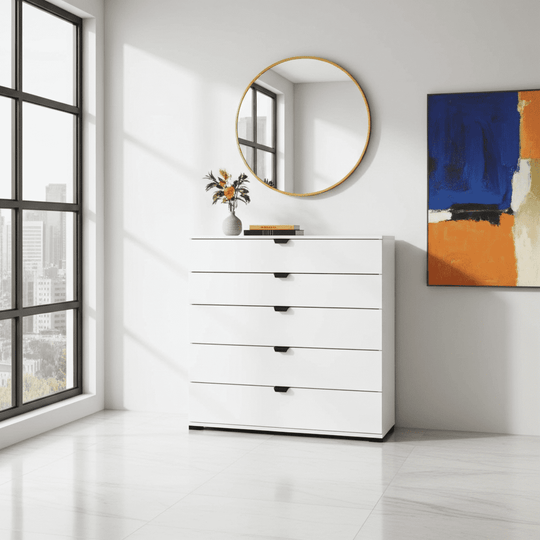 Arctic White Wide 6 Drawer Chest of Drawers – Modern Bedroom Storage