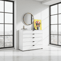 Arctic White Wide 6 Drawer Chest of Drawers by Lavish Kitchen Isle, modern bedroom storage unit with sleek design and ample drawer space.