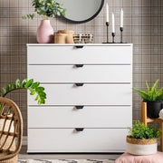 Arctic White wide 6-drawer chest of drawers by Lavish Kitchen Isle, modern bedroom storage with sleek design and ample drawer space.