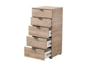 Lavish Kitchen Isle Oak Effect Wide 5 Drawer Chest with ample storage and sleek narrow design, ideal for modern bedroom or living space.