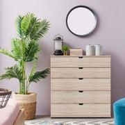 Lavish Kitchen Isle oak effect wide 6-drawer chest of drawers, spacious bedroom storage with a modern, sleek design.