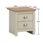 Lavish Kitchen Isle Ite 2-piece bedroom set with cream and oak finish, includes a 2+2 drawer chest and a single drawer bedside table.
