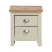2x Bedside Cabinet with 2 Drawers Ite Range Bedroom Furniture  Cream & Oak Effect Nightstands