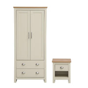 Cream and oak effect 2-piece bedroom set with a two-door wardrobe and bedside table from Lavish Kitchen Isle.