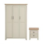 Lavish Kitchen Isle Ite 2-piece bedroom set with cream and oak finish, includes a 2+2 drawer chest and a single drawer bedside table.