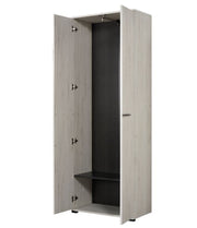 Modern white oak space-saving 2-door wardrobe by Lavish Kitchen Isle for compact bedrooms with sleek, slim design.