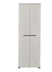 Modern white oak space-saving 2-door wardrobe by Lavish Kitchen Isle, ideal for compact bedrooms with sleek storage.