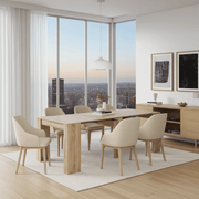 Oak effect extending dining table by Lavish Kitchen Isle, shown extended with 7-10 day delivery, featuring a sleek, modern design.