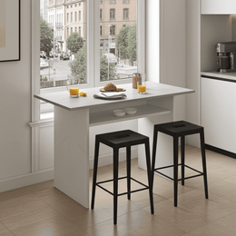 Grey and white extending folding breakfast bar kitchen table by Lavish Kitchen Isle, space-saving dining solution with adjustable length