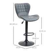Set of 2 adjustable height swivel bar stools in black PU leather by HOMCOM, featuring a modern design and sturdy base.