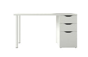 Arctic white Vespera desk with three drawers from Lavish Kitchen Isle, modern computer workstation with ample workspace.