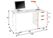 Arctic white Vespera desk with three drawers, modern design, ideal for study or computer workspace from Lavish Kitchen Isle.
