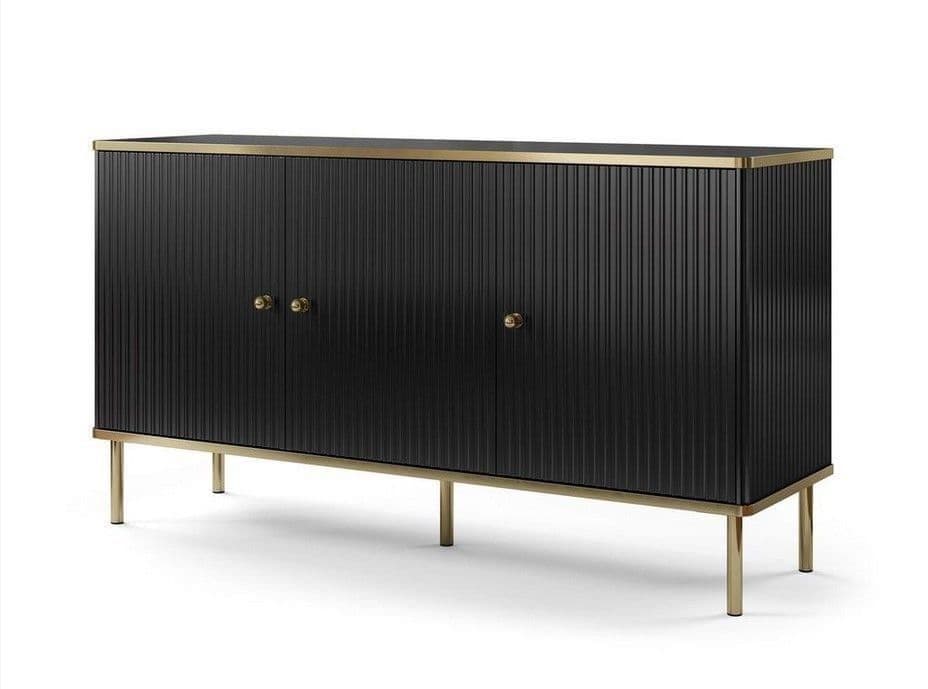 The Luxurious Large Sideboard in Black with Gold Detailing