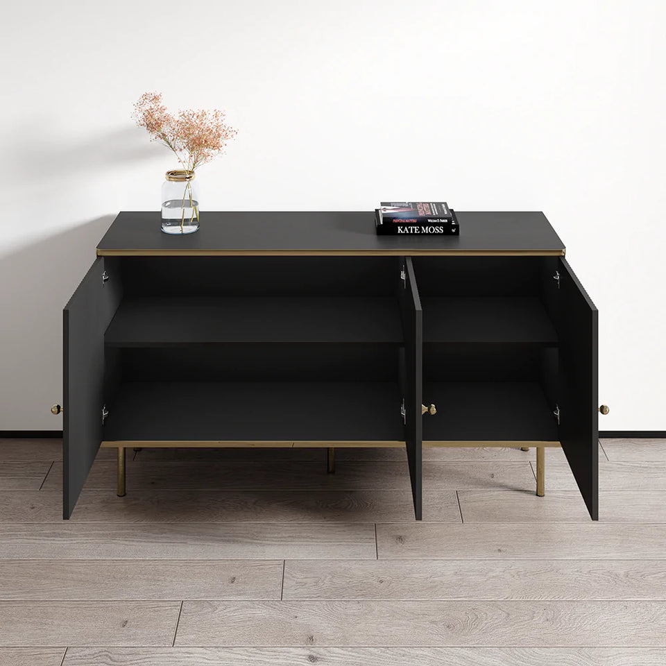 The Luxurious Large Sideboard in Black with Gold Detailing