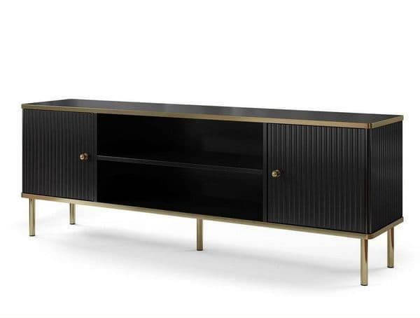 The Luxurious TV unit in Black with Gold Detailing