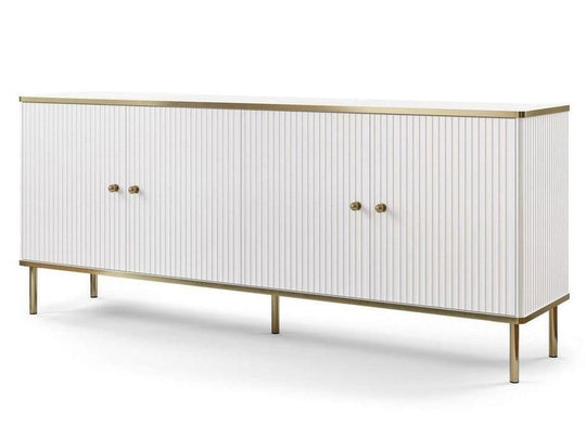 The Luxurious Extra Large Sideboard in White with Gold Detailing.