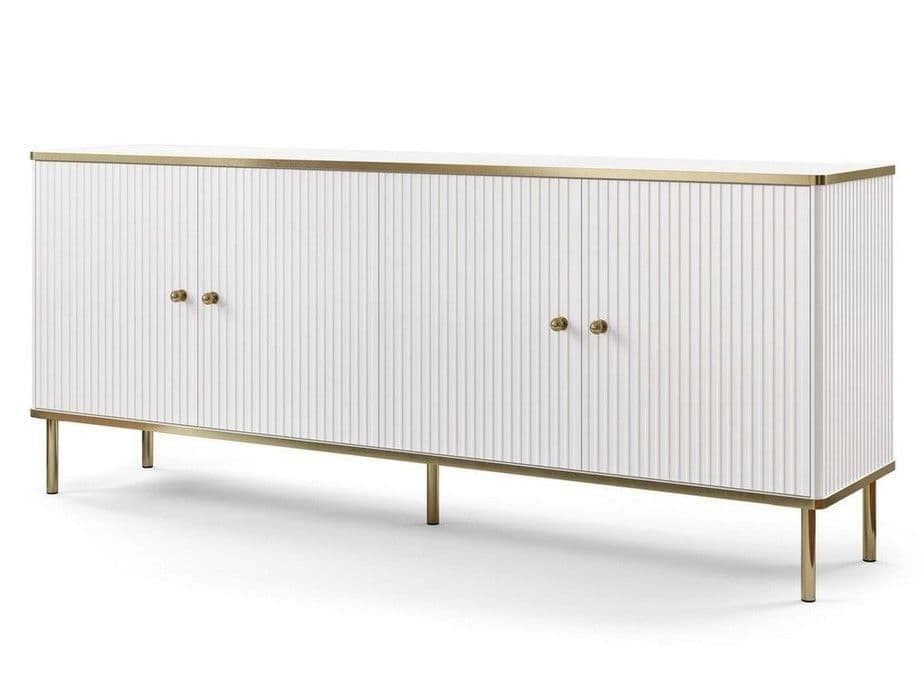 The Luxurious Extra Large Sideboard in White with Gold Detailing.