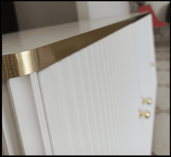 The Luxurious Extra Large Sideboard in White with Gold Detailing.